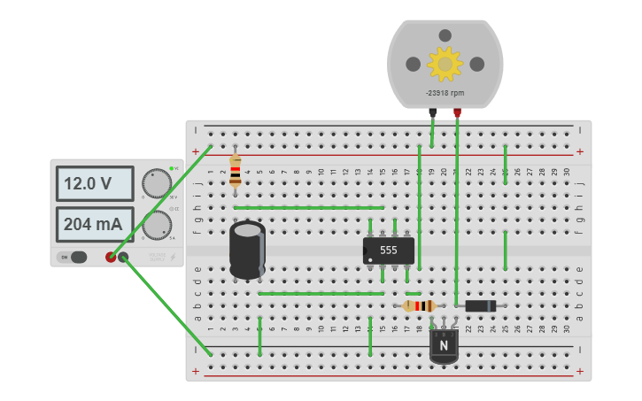 Circuit design variar velocidad de motor con 555 - Tinkercad