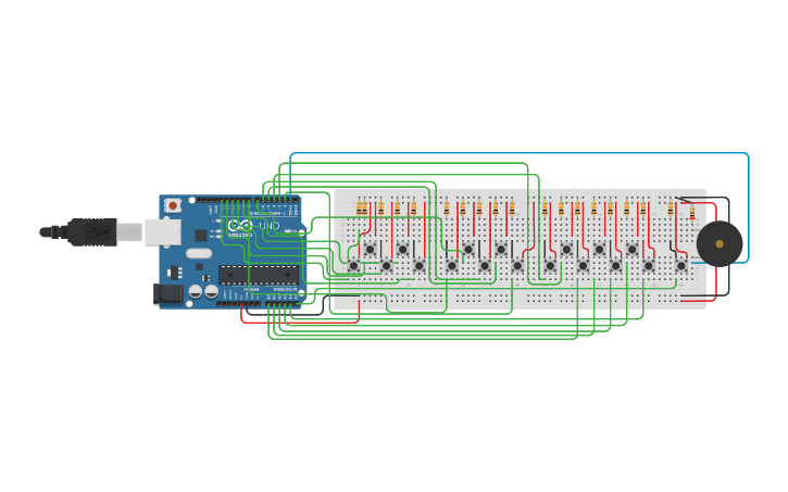Pinano Arduino Circuit design Arduino Piano - Tinkercad