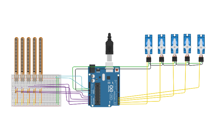 Circuit design Flex Sensöör - Tinkercad