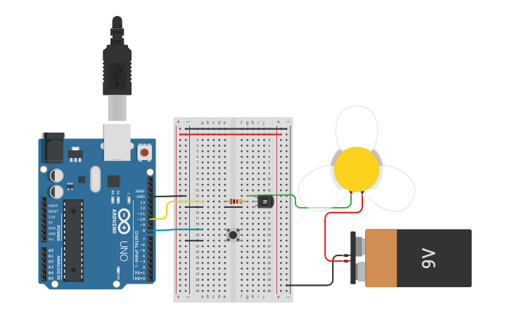 Circuit design fan during class | Tinkercad