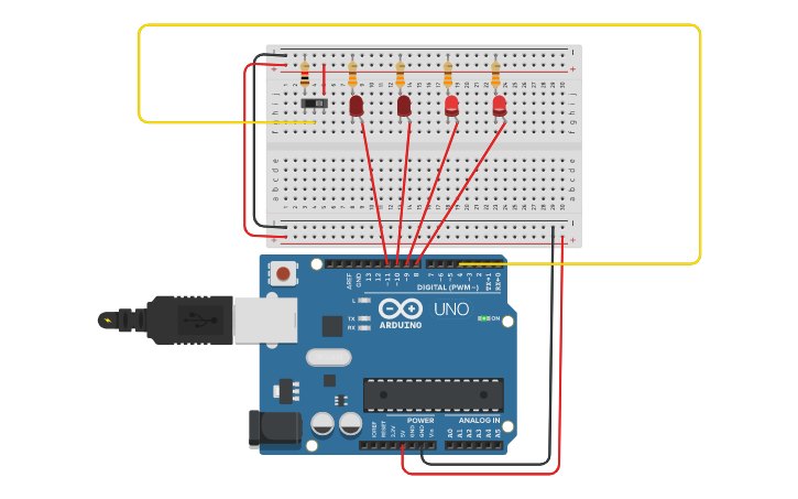 Circuit design Contatore modulo 10 | Tinkercad