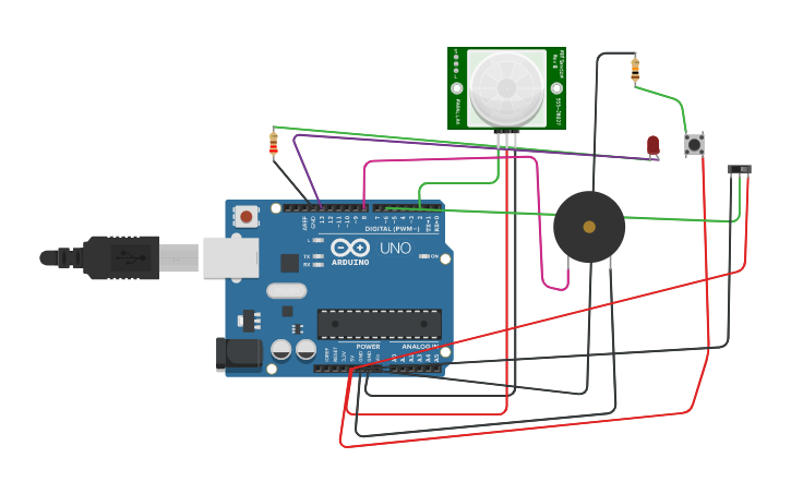 Circuit design Sensore Pir | Tinkercad