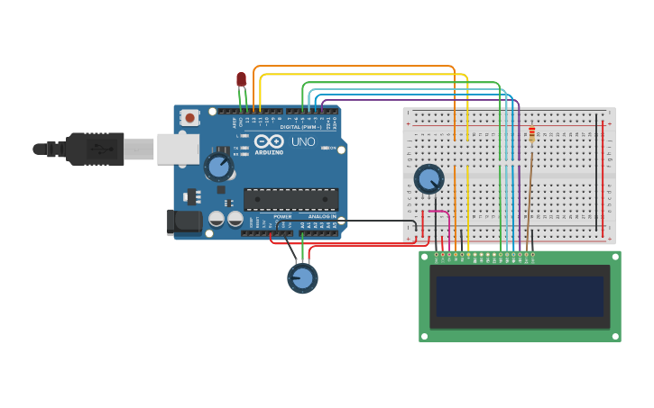 Circuit design LCD Temperatura | Tinkercad