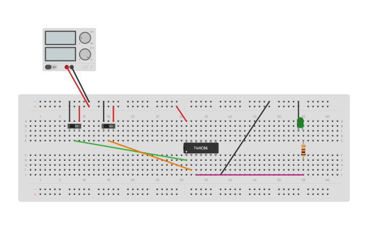 Circuit design XOR | Tinkercad