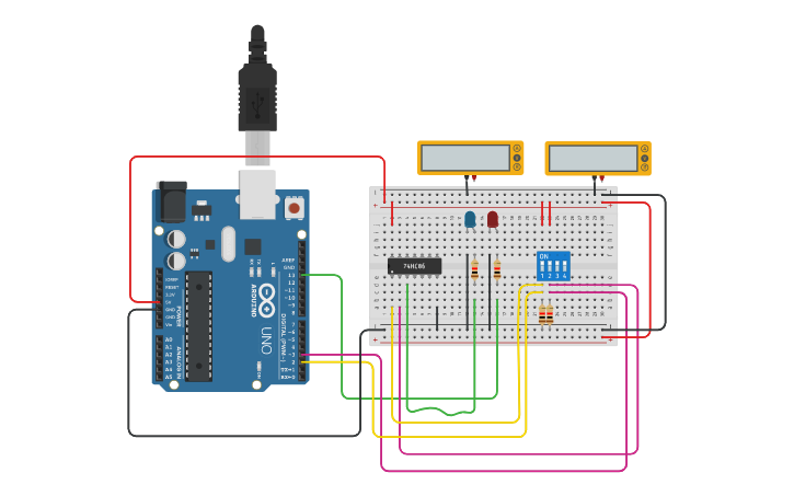 Circuit design ExOR - Tinkercad