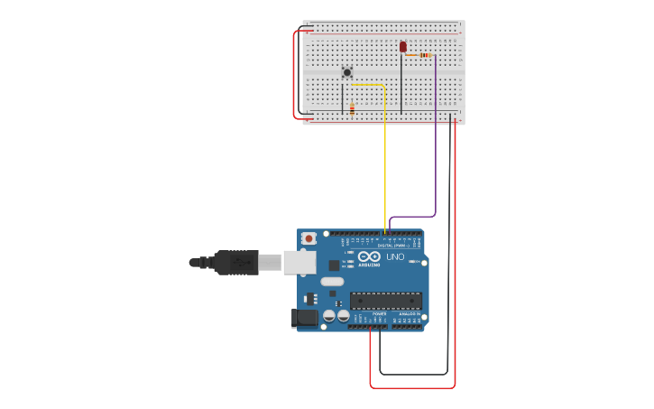 Circuit design Push Button Interfacing - Tinkercad