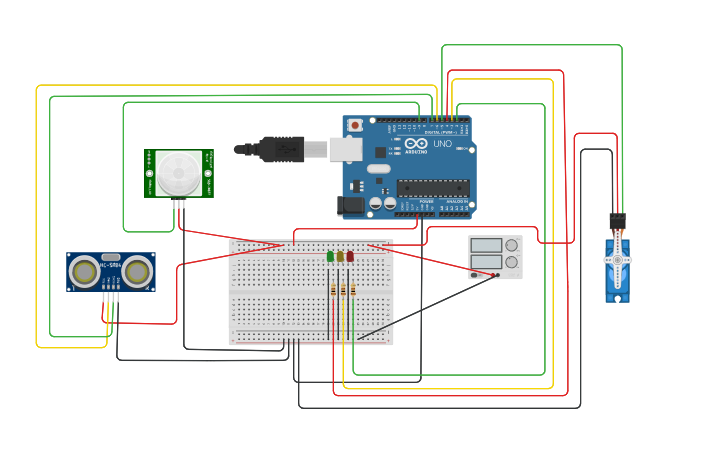 Circuit design Smart Bin - Tinkercad
