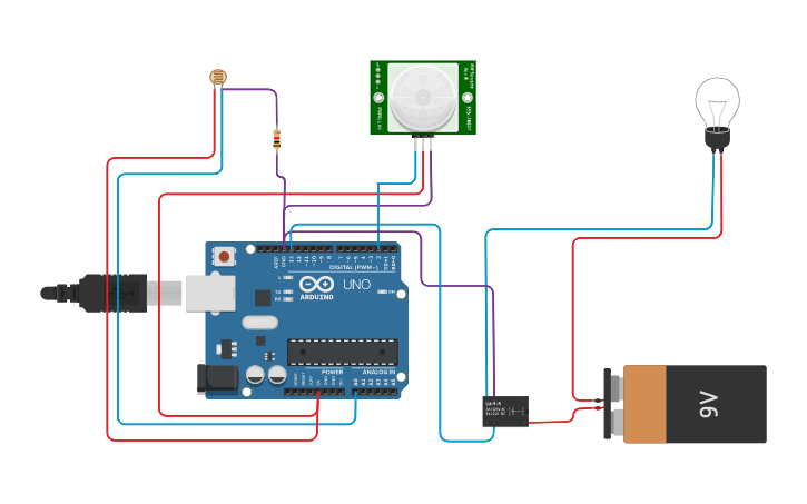 Circuit design SENSOR LAMPU OTOMATIS - Tinkercad