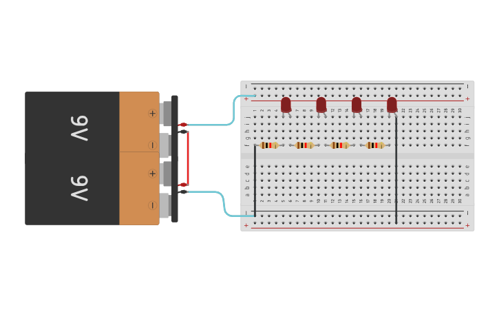 Circuit design Parallel breadboard connection - Tinkercad