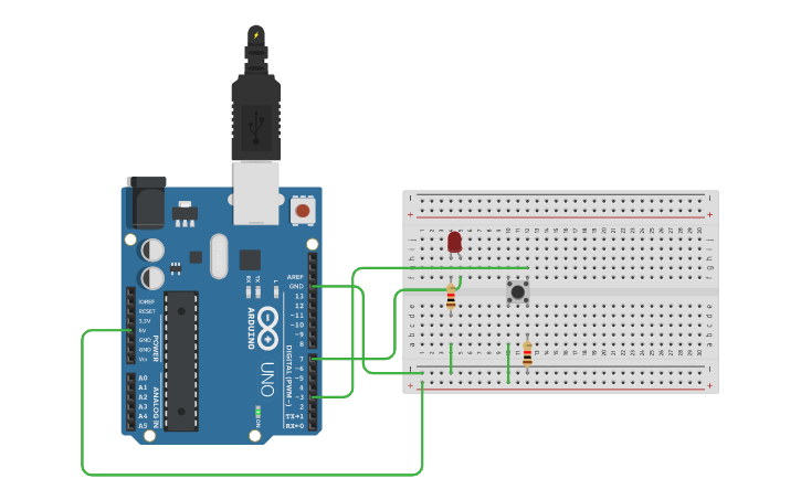 Circuit design Push button - Tinkercad