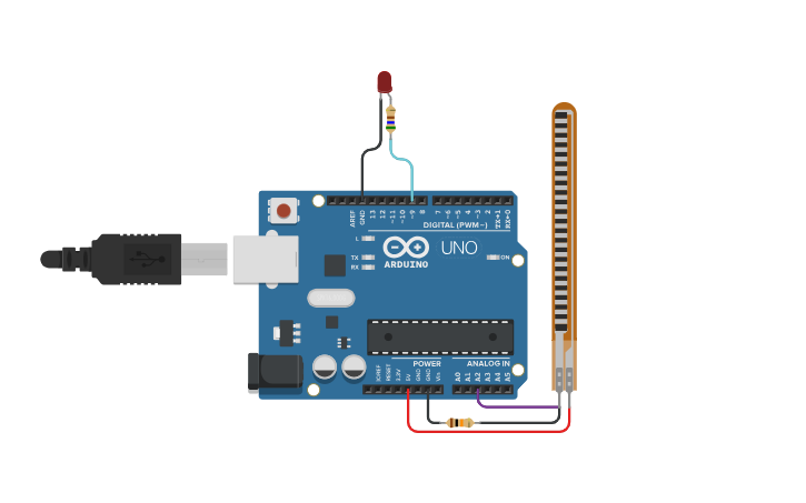 Circuit design Copy of Arduino FSR using Flex Sensor - Tinkercad