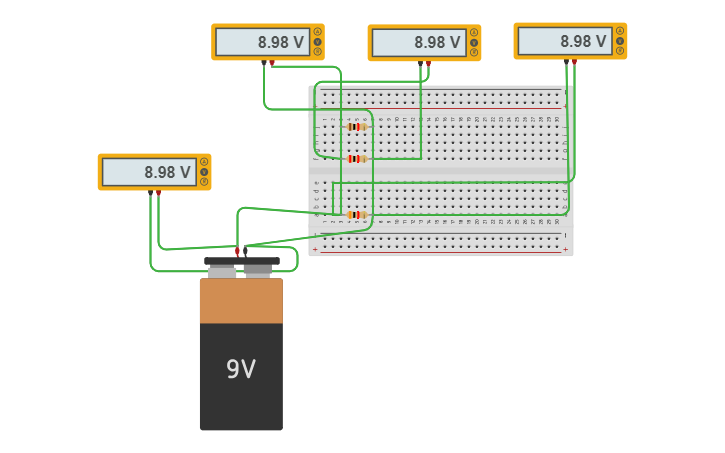 Circuit design RESISTENCIAS EN PARALELO - Tinkercad