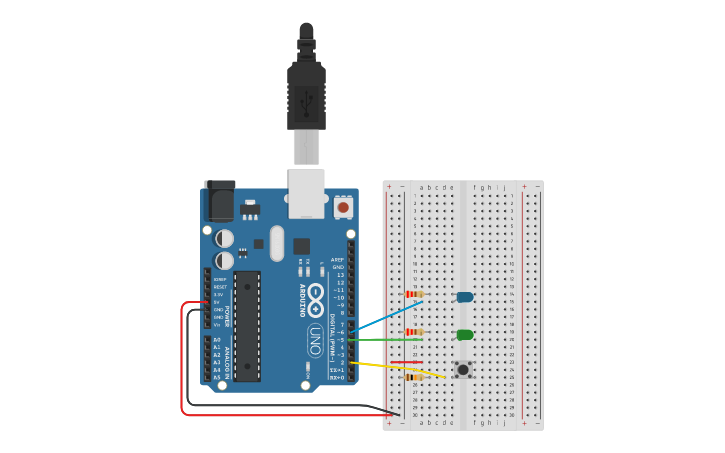 Circuit design Flashing Lights - Tinkercad