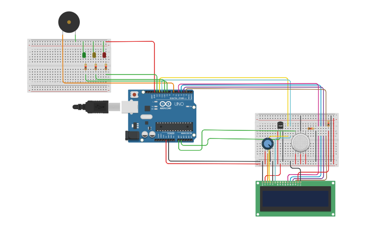 Circuit design Fire Detection System - Aima Aimaduddin (65332) - Tinkercad