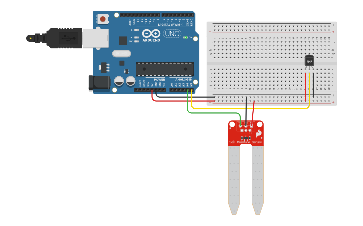 Circuit design Sensor de Temperatura e Umidade - Tinkercad