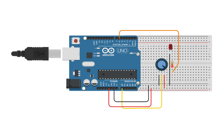 Circuit design Potenciometro - Tinkercad