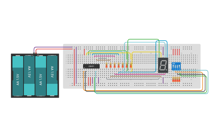 Circuit design 7 Segment Display - Tinkercad