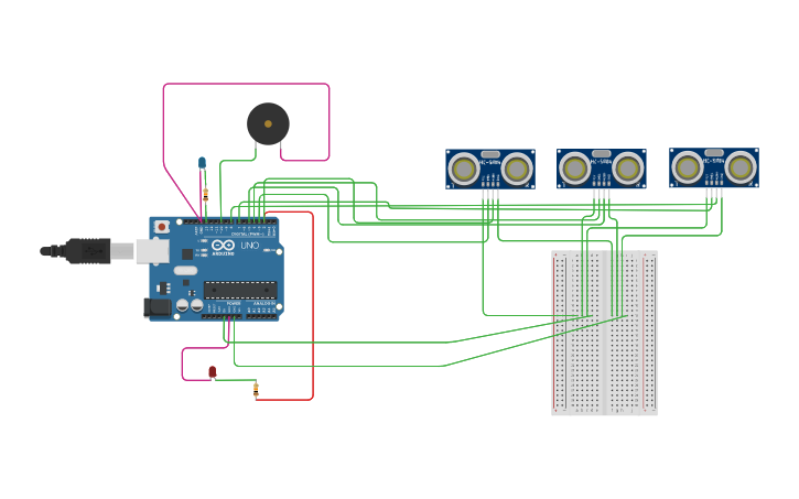Circuit design LED distance indicator - Tinkercad