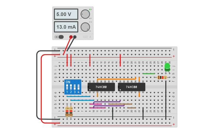 Circuit design NAND TO XNOR - Tinkercad