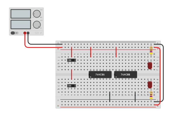 Circuit design Half Adder framework | Tinkercad