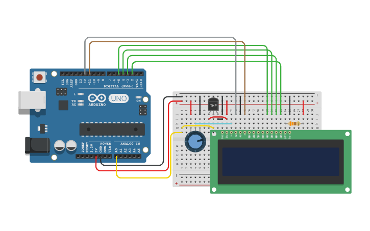 Circuit design STEM8 LCD - Mr. Janze | Tinkercad