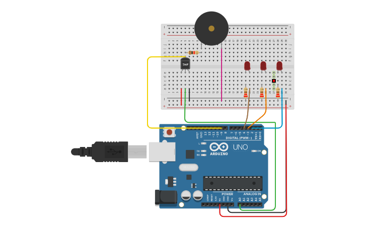 Circuit design Temperature Sensor - Tinkercad