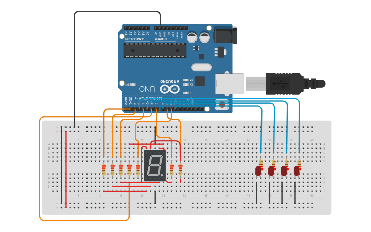 Circuit design CM_Display 7 Segmenti | Tinkercad