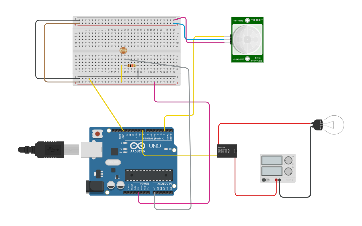 Circuit design AUTOMATED ON OFF - Tinkercad