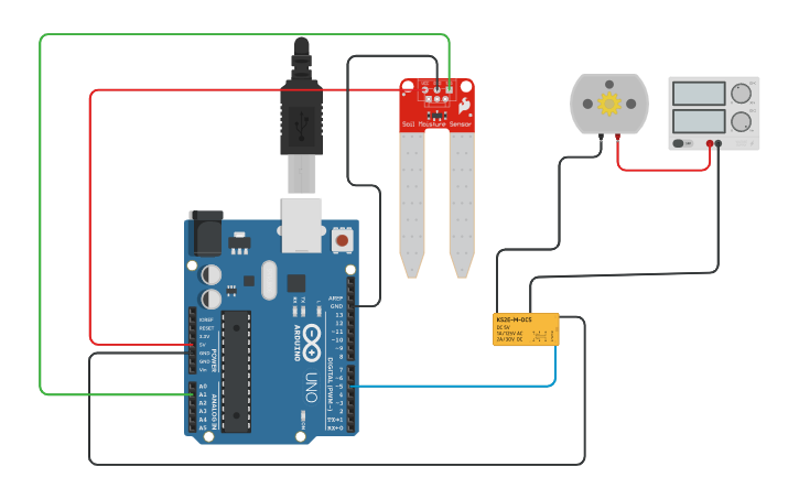 Circuit design Automatic Irrigation System - Tinkercad