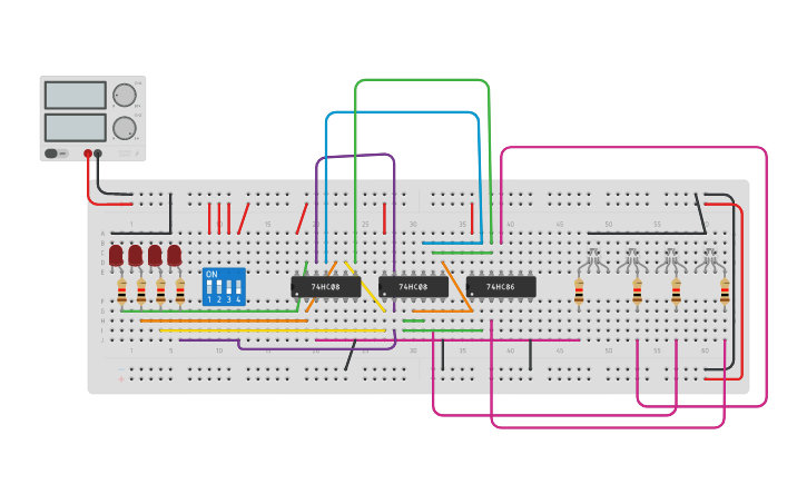 Circuit design binary multiplier | Tinkercad