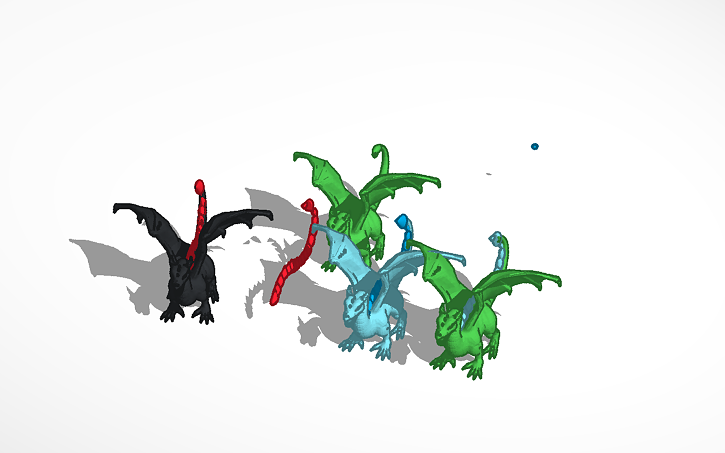 3d design four elemental dragons tinkercad