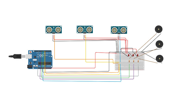 Circuit design Smart Car Parking System LAB5 - Tinkercad