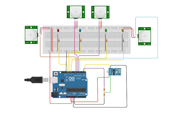 Circuit design Smart Street Light System - Tinkercad
