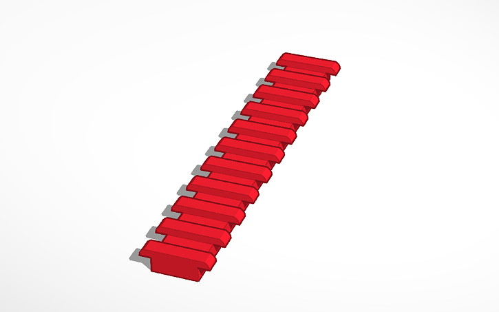 3D design mock picatinny rail + cutout for attachments - Tinkercad