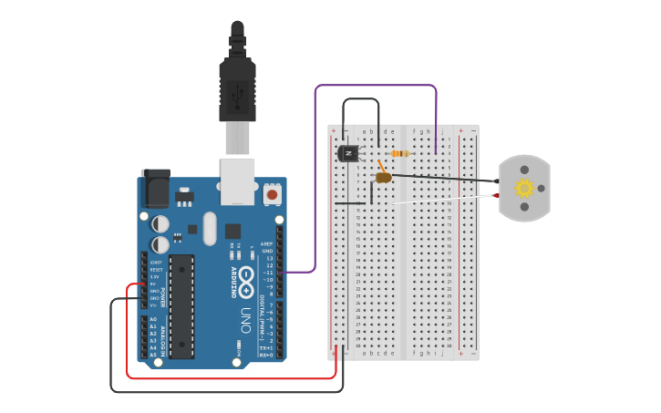 Circuit design DC MOTOR - Tinkercad