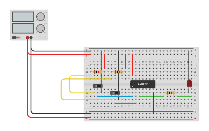 Circuit design Gerbang OR - Tinkercad