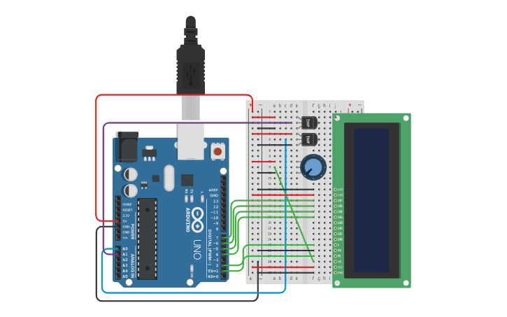 Circuit design Temperature Sensor and Display - Tinkercad