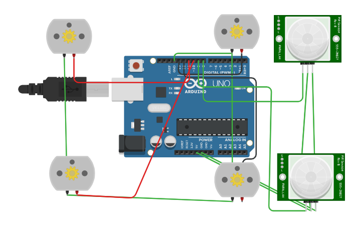Circuit design line following car - Tinkercad