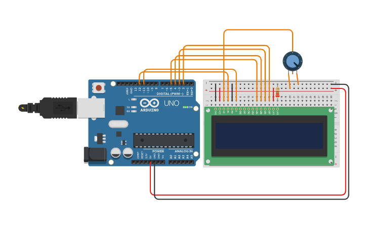 Circuit design Arduino con LCD | Tinkercad