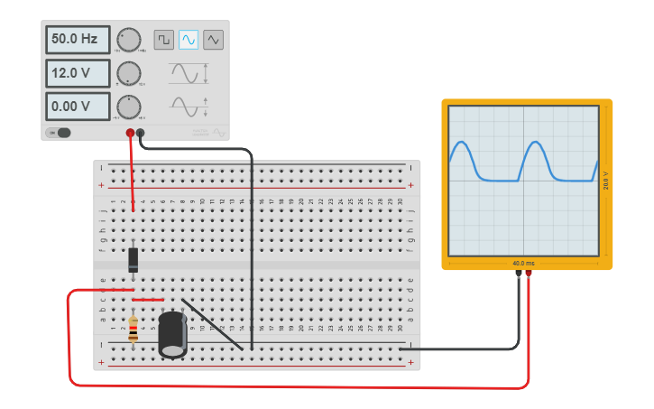 Circuit design Half Wave Rectifier - Tinkercad