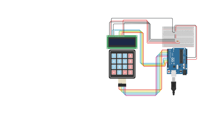 Circuit design Calculator using Arduino Uno, LCD and 4x4 Keypad - Tinkercad