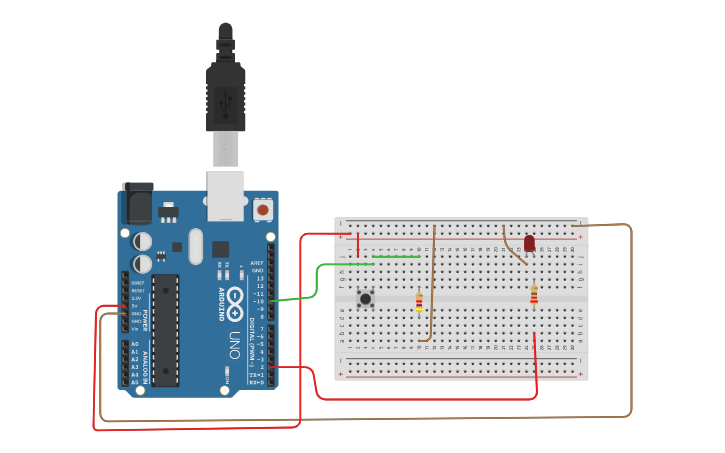 Circuit design Pull Down Buton Bağlantı | Tinkercad