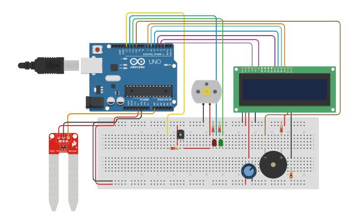 Circuit design Automated Plant Watering System - Project - Tinkercad