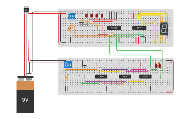 Circuit design lab13_ALU 2 bit - Tinkercad