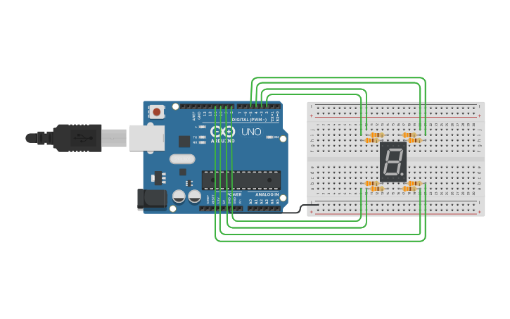 Circuit design display 7 segmenti - Tinkercad