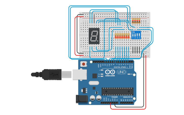 Circuit design Arduino 7-Segmenti - Tinkercad