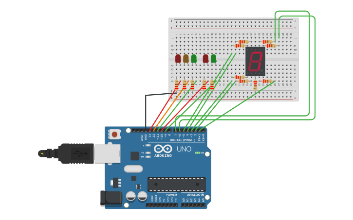 Circuit design circuito semáforo - Tinkercad
