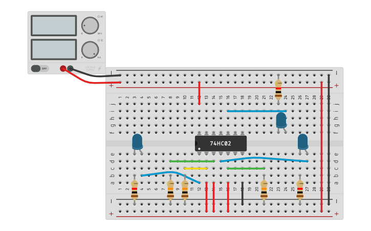 Circuit design 74hc02 - Tinkercad
