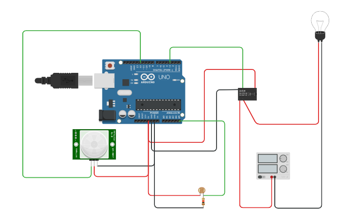 Circuit design smart light control system - Tinkercad