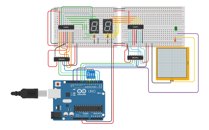 Circuit design Copy of two 7 segment display2 - Tinkercad
